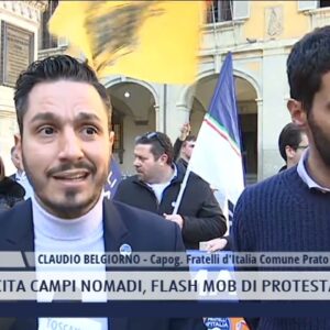 2022-02-23 PRATO - BUONUSCITA CAMPI NOMADI, FLASH MOB DI PROTESTA DI FDI
