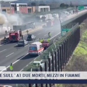 2022-02-24 FIRENZE - INCIDENTE SULL'A1 DUE MORTI, MEZZI IN FIAMME